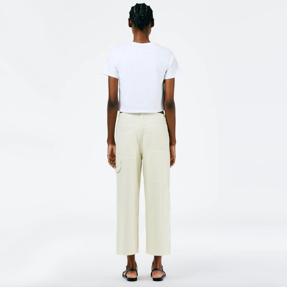 Tibi Garment Dyed Twill Cropped Slouchy Carpenter Jean in Cream, size 32 - Picture 3 of 9